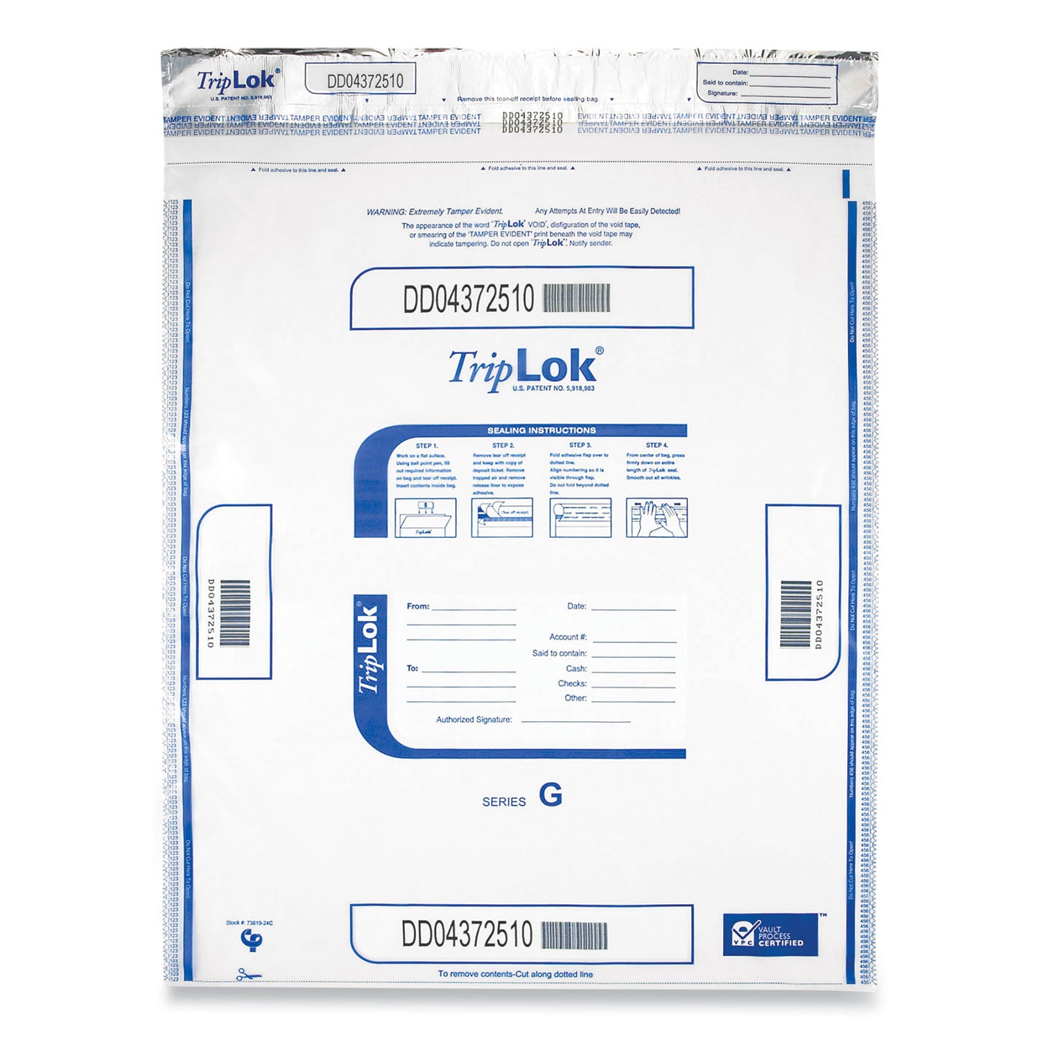 TripLOK Deposit Bag, Plastic, 19 x 23, Clear, 250/Carton (585056)