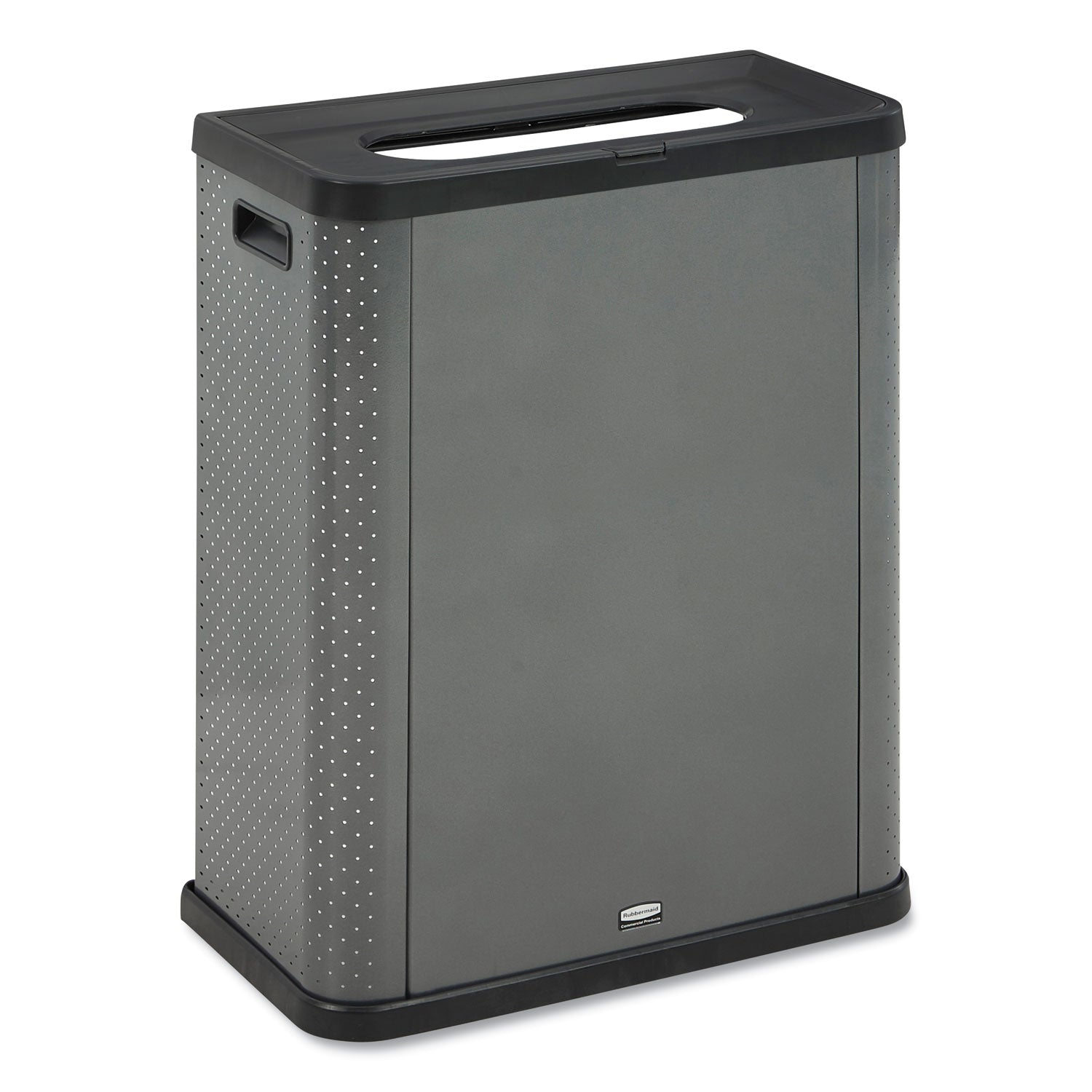 Rubbermaid Commercial Elevate Decorative Refuse Container, Landfill, 23 gal, Plastic/Metal, Pearl Dark Gray 23 gal Capacity - Durable, Powder Coated, Smooth - 31.5" Height x 12.8" Width - Metal - Pearl Dark Gray - 1 Each (2136963)