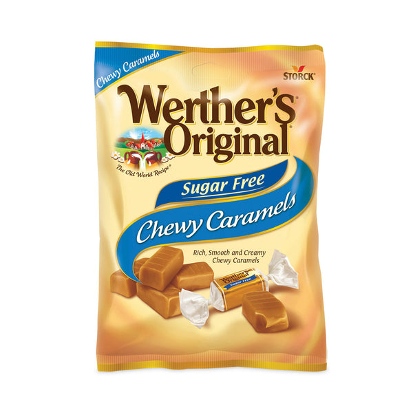Werther's Original Sugar Free Chewy Caramel Candy, 1.46 oz Bag, 12 Bags/Carton (30200005)
