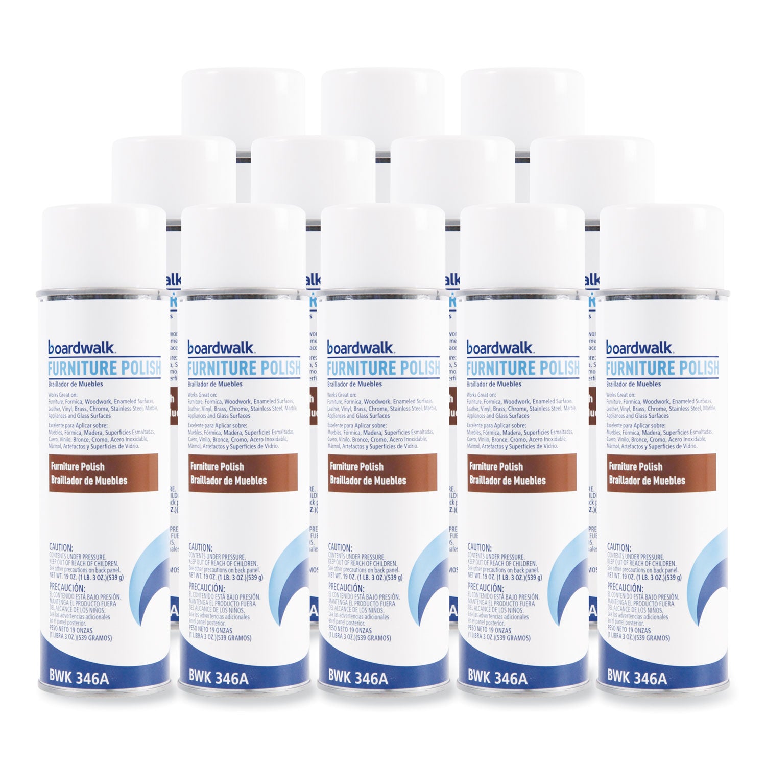 Boardwalk&reg; Aerosol Furniture Polish, Lemon Scent, 12 Cans (BWK346ACT)
