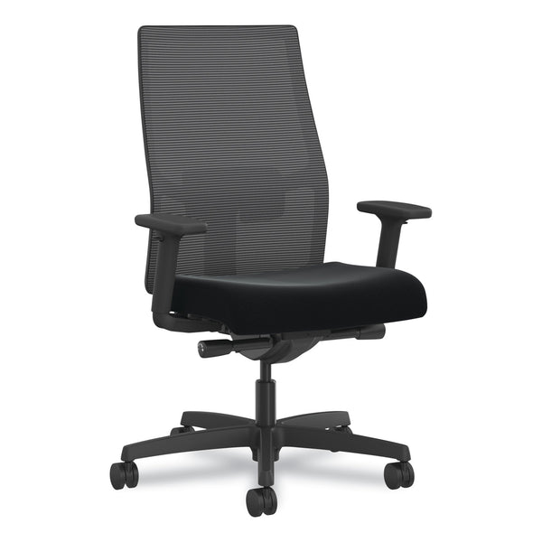 HON Ignition 2.0 4-Way Stretch Mid-Back Mesh Task Chair, Navy Blue Adjustable Lumbar Support, Black (I2MM2AMC10ET)