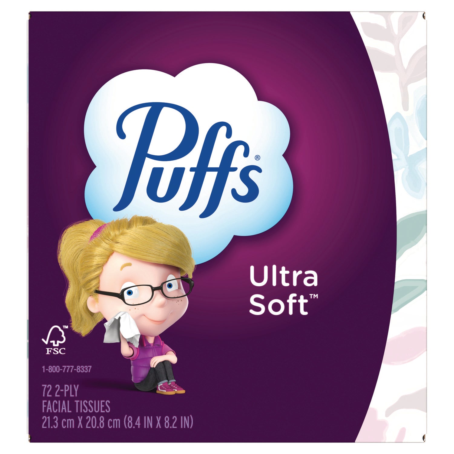 Puffs Ultra Soft Facial Tissue, 2-Ply, White, 72 Sheets/Box Purple/ - 72 / Box (97788BX)