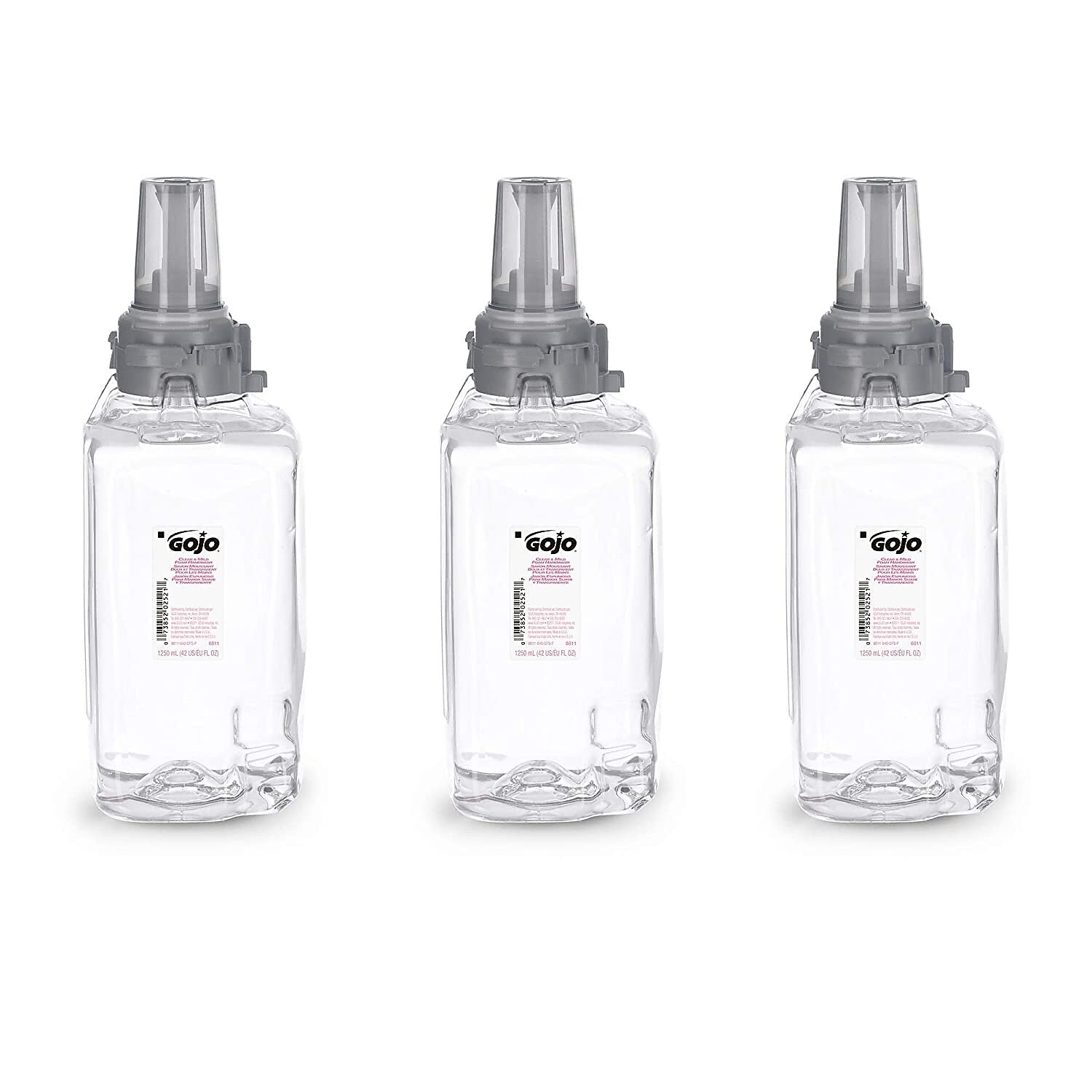 GOJO Clear and Mild Foam Handwash Refill, For ADX-12 Dispenser, Fragrance-Free, 1,250 mL, 3/Carton (881103)