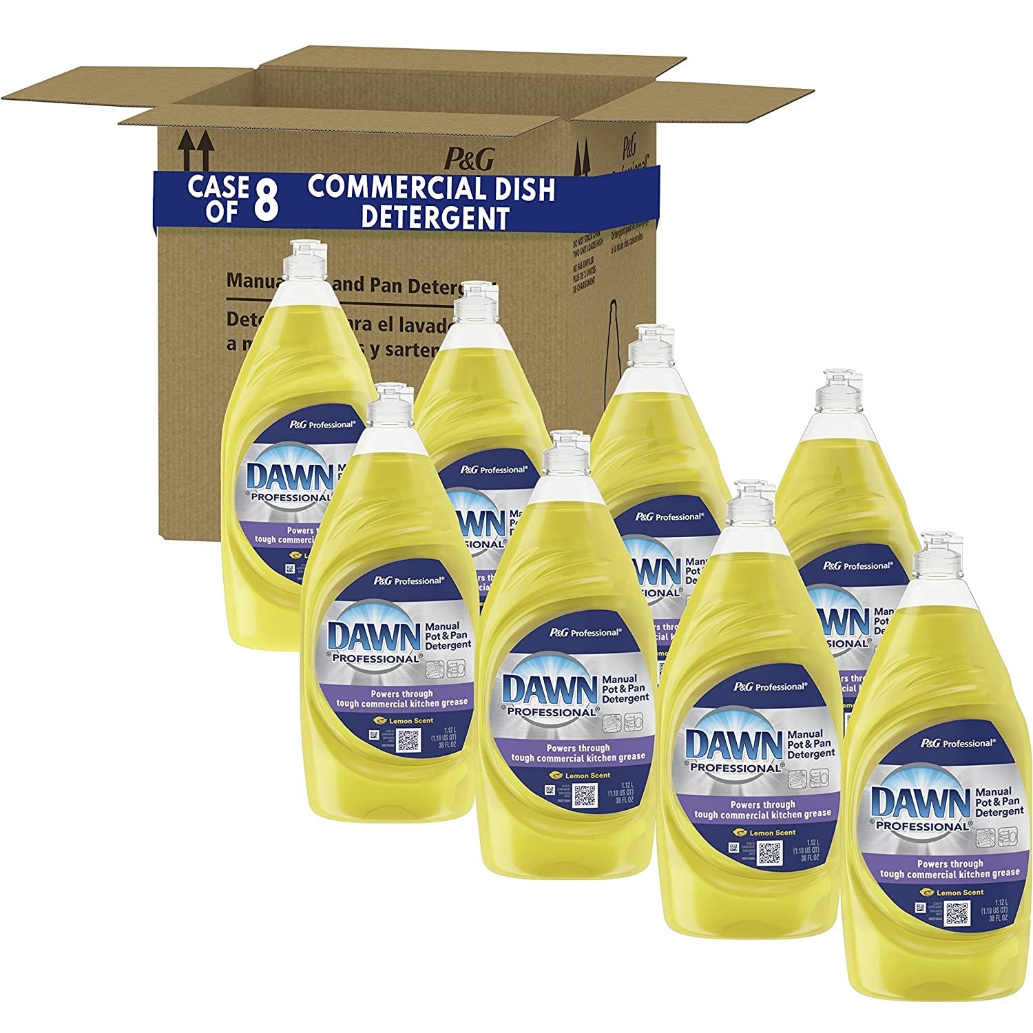 Dawn&reg; Pro Manual Pot & Pan Dish Soap, Lemon Scent, 38 oz., 8 Bottles (45113)