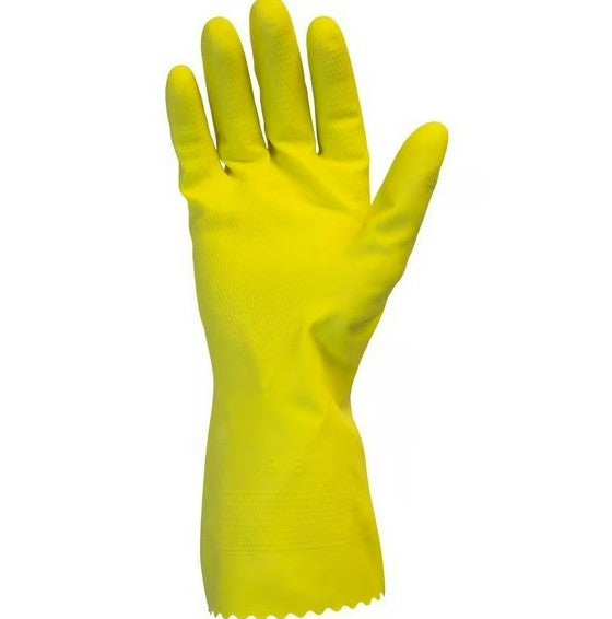 Safety Zone Flocklined Latex 20 Mil Gloves Yellow Med, 12 Pairs (GRFY-MD-2T-R/C)